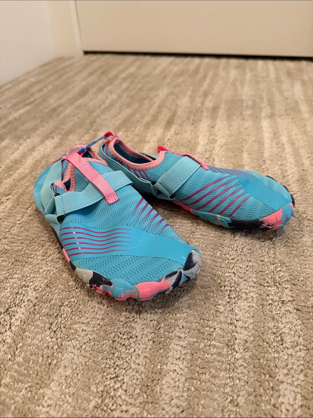 Kids Blue & Pink Water Shoes - Slip-On Aqua Swim Shoe